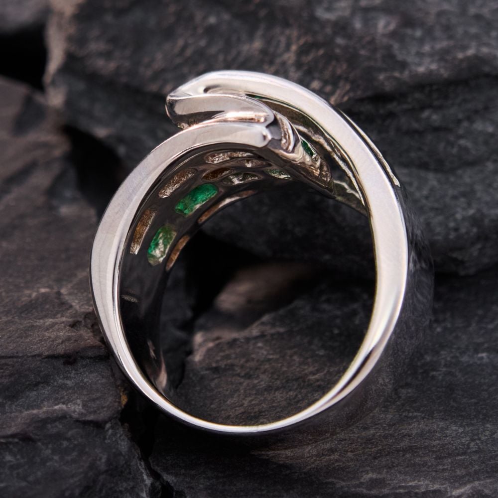 Channel Setting 3.25ct Emerald&White Sapphire Wedding Band