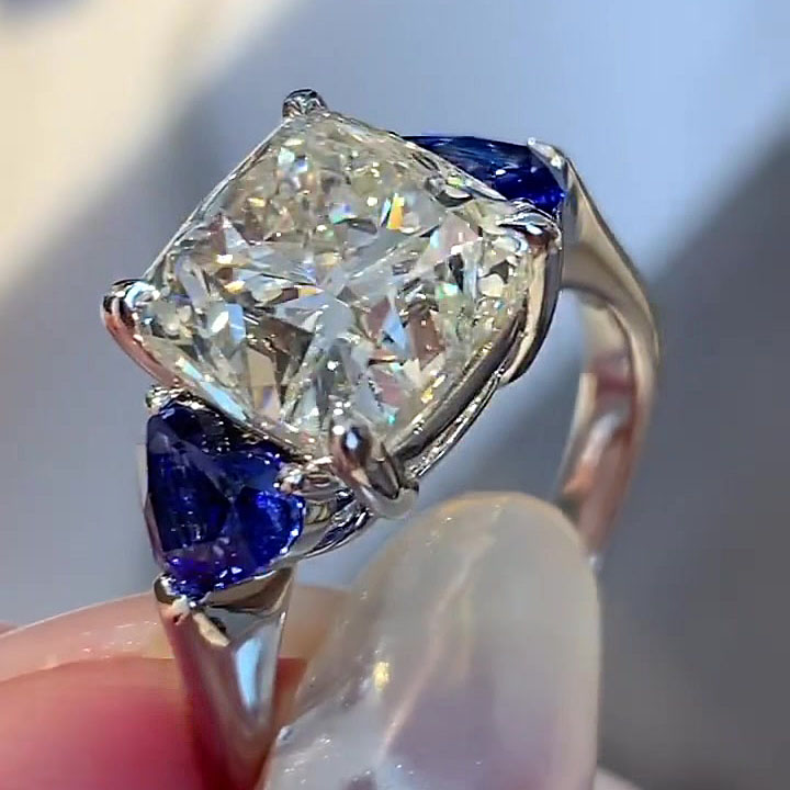 6ct Three-Stone Radiant Cut White Sapphire Engagement Ring