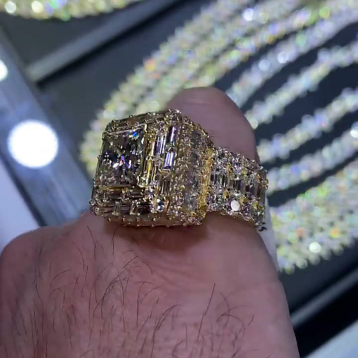 4ct Princess Cut White Sapphire Men's Engagement Ring