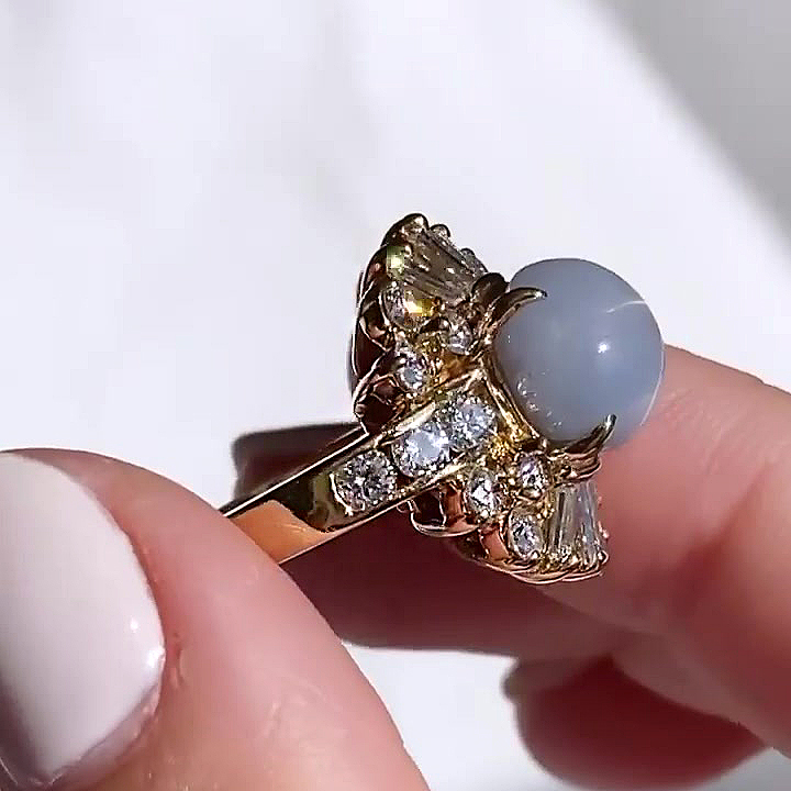 6ct Round Cut Opal Sapphire Engagement Ring