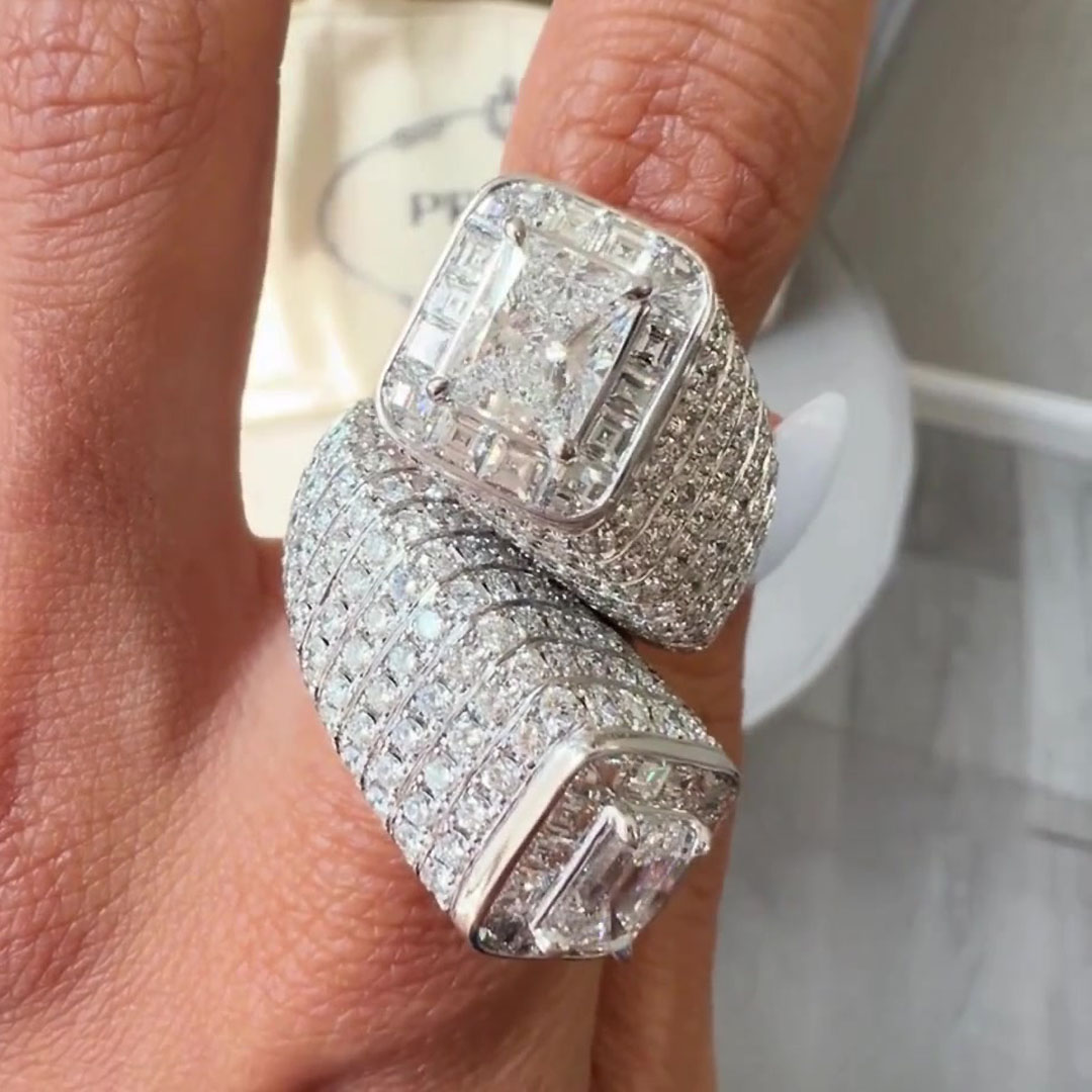 9.75ct Toi et Moi Emerald Cut Diamond Ring