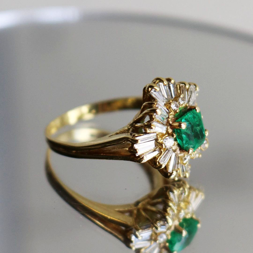 1.5ct Halo Radiant Cut Emerald Sapphire Engagement Ring