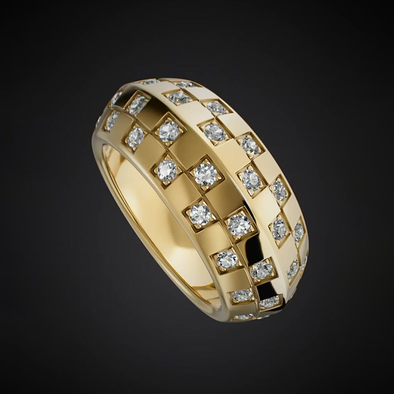 Grid Design 1.3ct Round Cut White Sapphire Men's Band