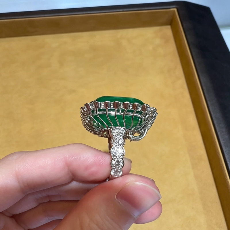 5ct Sugarloaf Cut Emerald Sapphire Halo Cocktail Ring