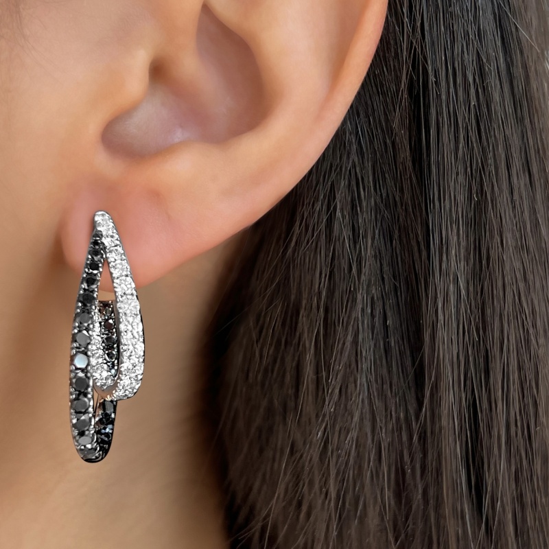 Fashion Round Cut Two-Tone Interwoven Double Hoop Earrings - 1 Pair (6 Color Options)