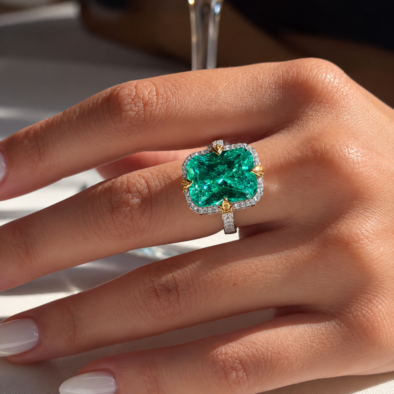 3.25ct Radiant Cut Paraiba Sapphire Halo Cocktail Ring