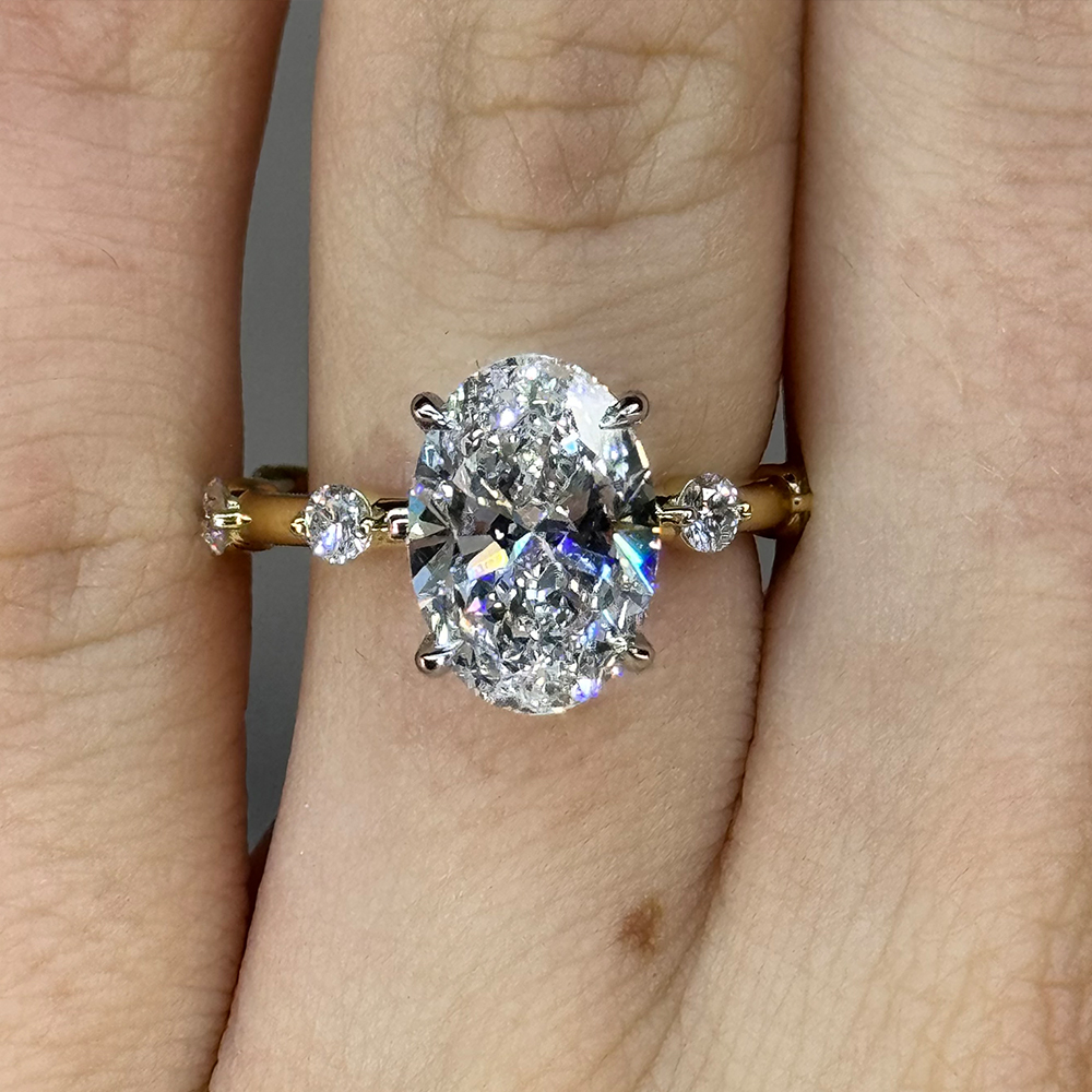 3.02ct Oval cut White Sapphire Engagement Ring