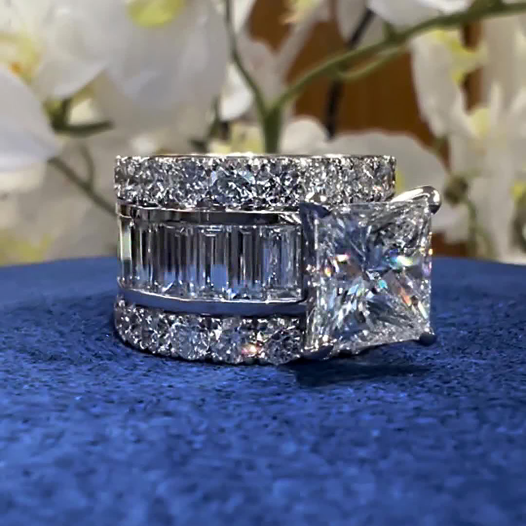 5ct Princess Cut White Sapphire Engagement Ring