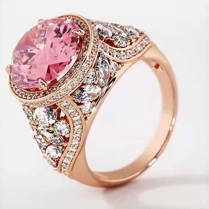 4ct Oval Cut Pink Sapphire Engagement Ring