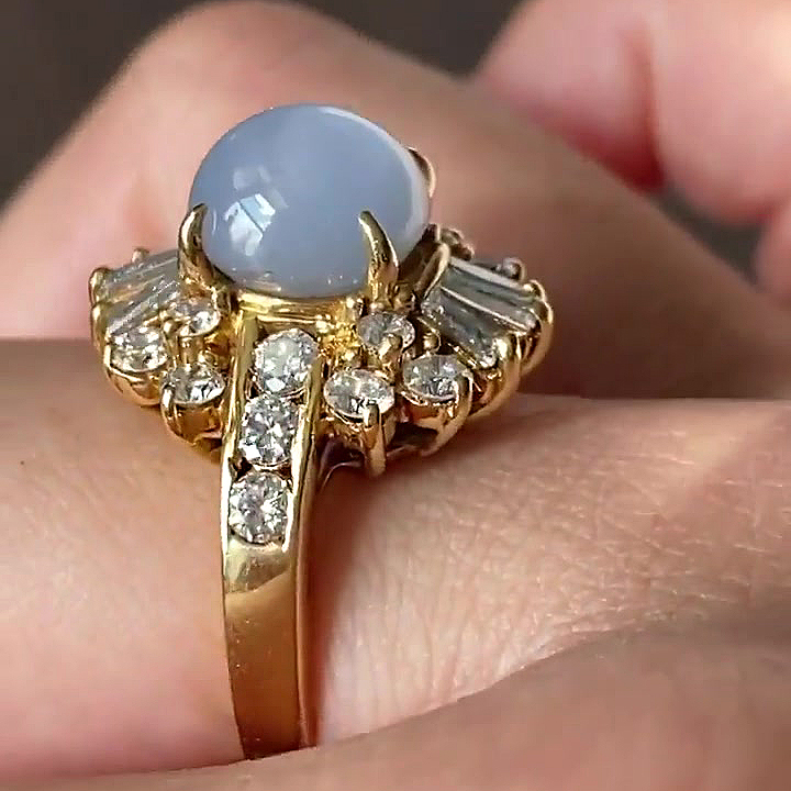 6ct Round Cut Opal Sapphire Engagement Ring