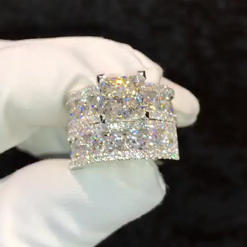 3ct Princess Cut White Sapphire Wedding Set