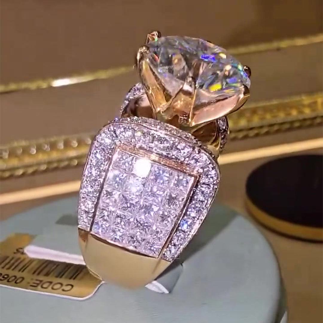 6ct Round Cut White Sapphire Engagement Ring For Men