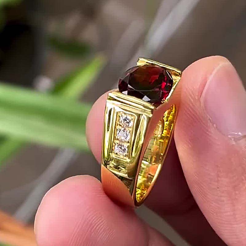 3ct Oval Cut Ruby Sapphire Men's Engagement Ring