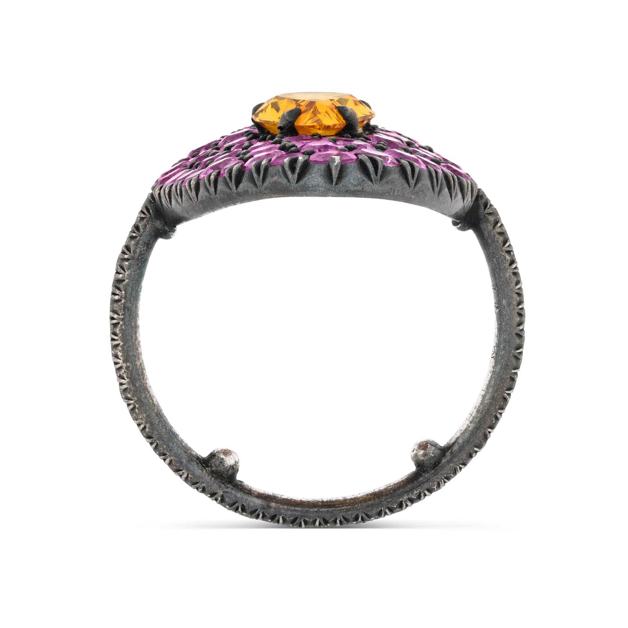 Two Tone 2ct Pear Cut Champagne Sapphire Pave Ring