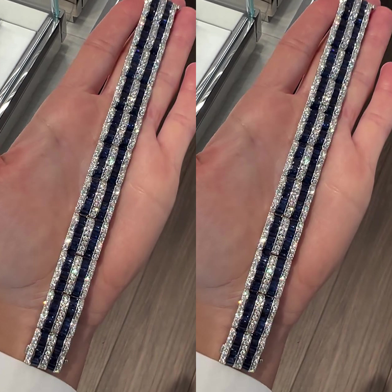 Channel Setting Two Tone Gemstone Bracelet