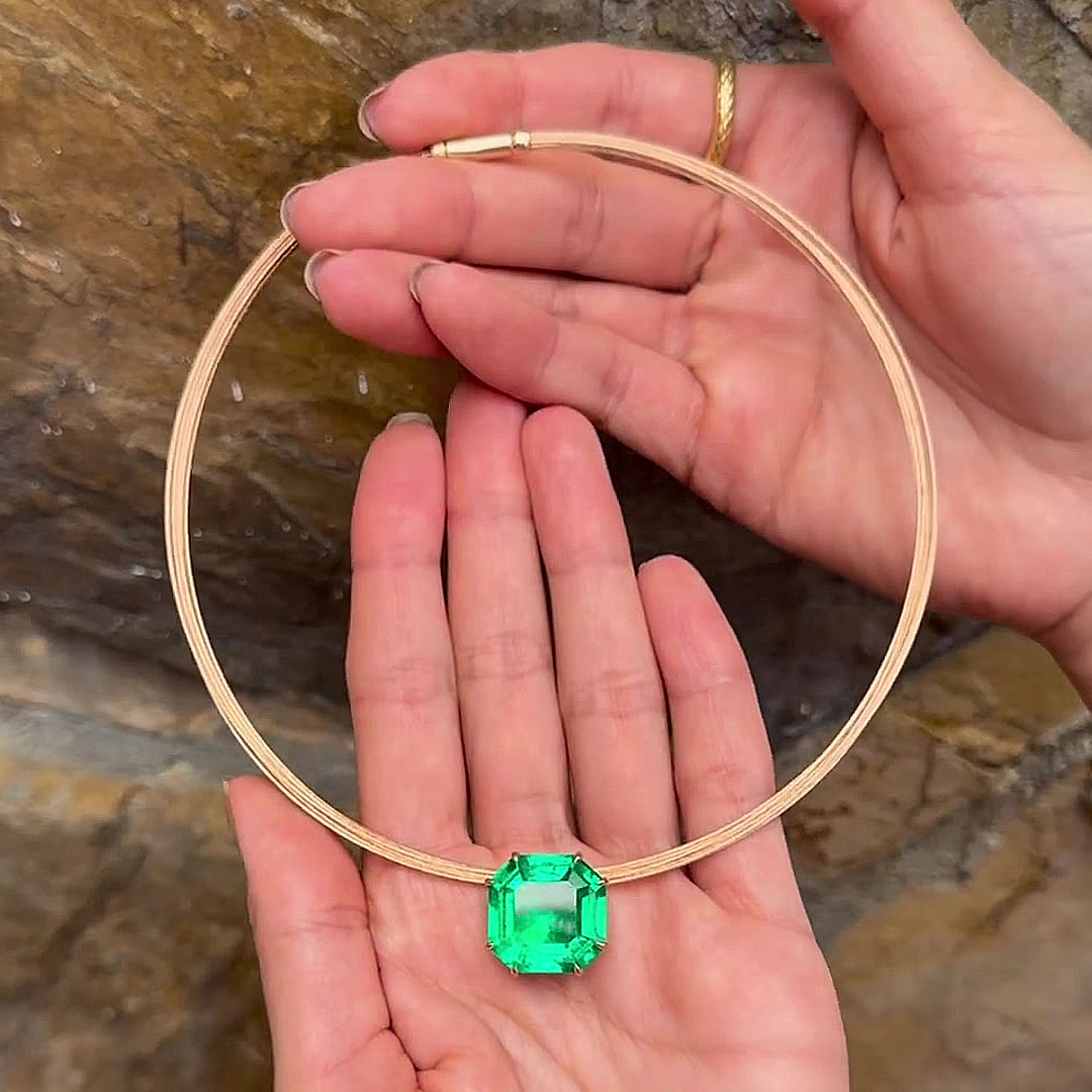 Fashion Emerald Cut Emerald Sapphire Choker Necklace