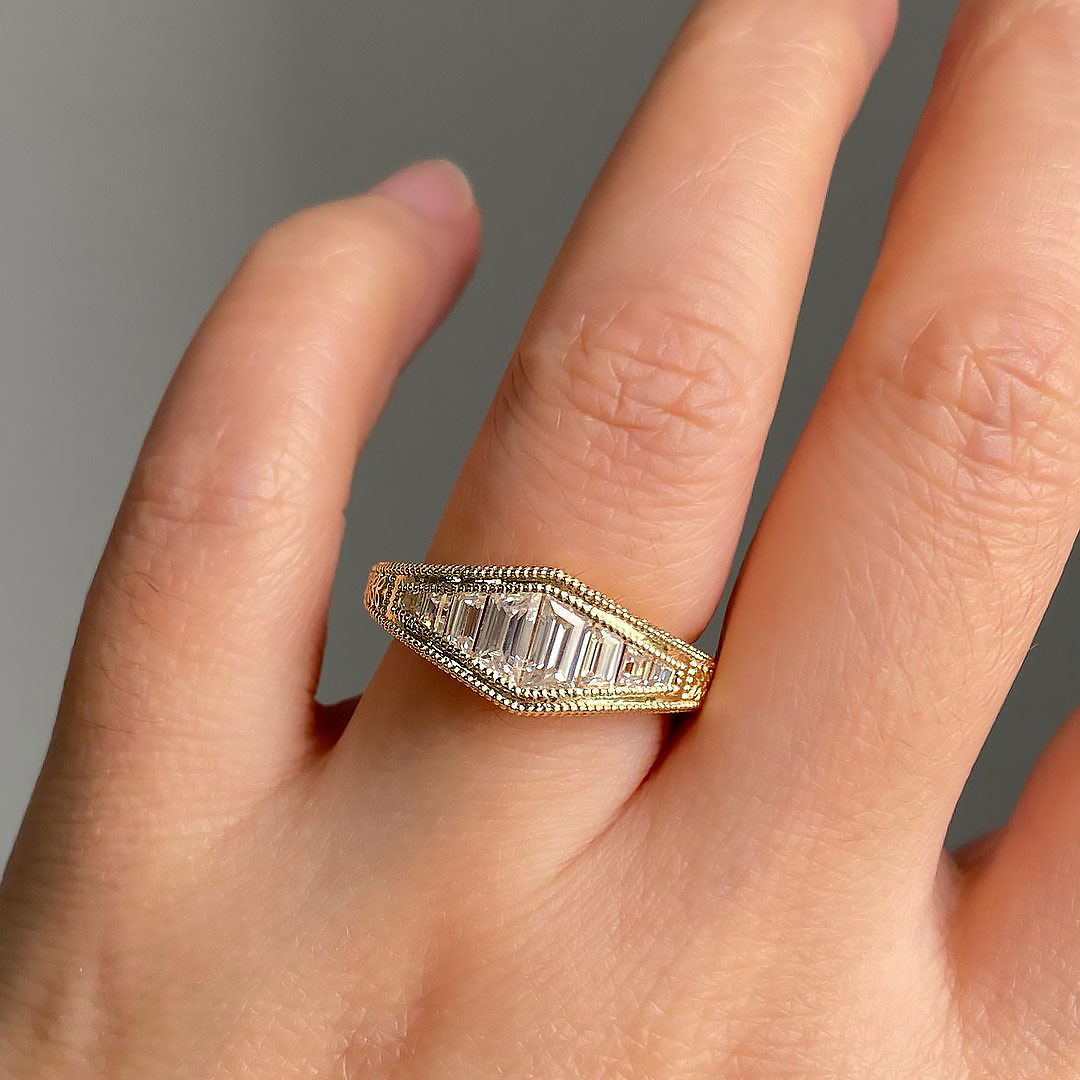 3.65ct Tapered Baguette Cut White Sapphire Eternity Ring