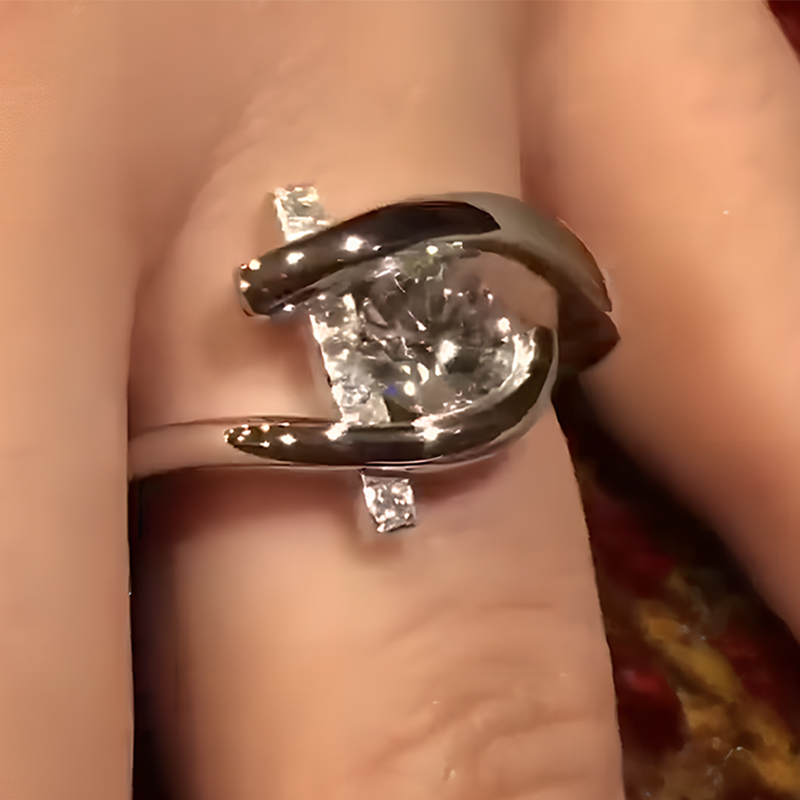 D-Shank 3ct Round Cut White Sapphire Engagement Ring