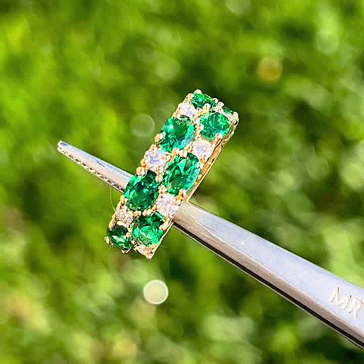 4.75ct Oval Cut Emerald Sapphire Half Eternity Ring