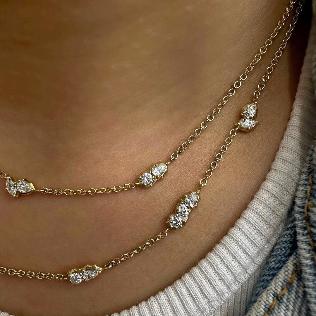 Double Layer White Sapphire Necklace