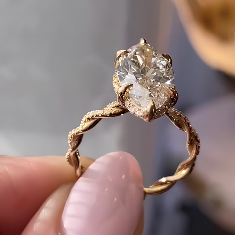 Under Halo 4ct Marquise Cut White Sapphire Engagement Ring