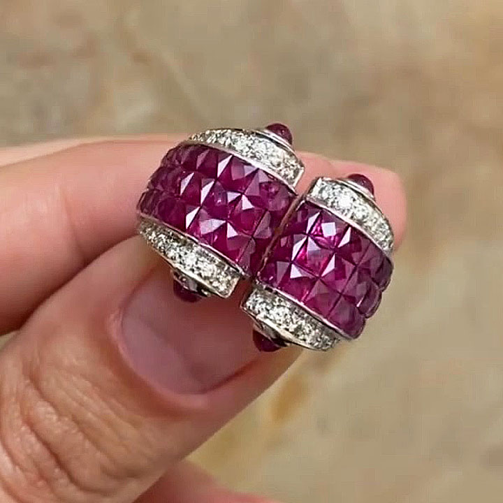 10.35ct Open Design Princess Cut Ruby Sapphire Wedding Band