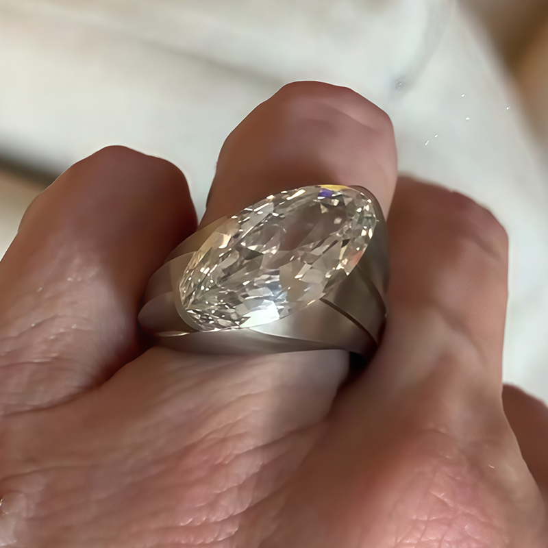 4ct Oval Cut White Sapphire Solitaire Men's Ring