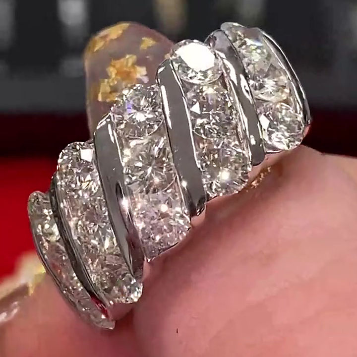 7.5ct Art Deco Round Cut White Sapphire Eternity Ring