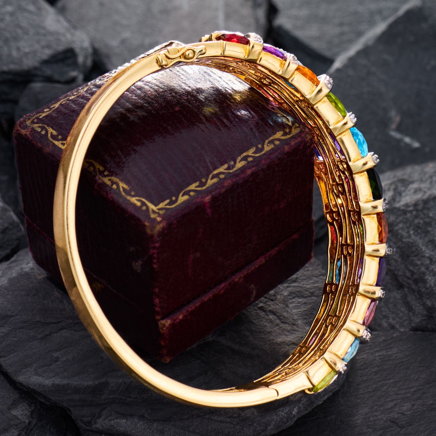 Multi Cut Polychrome Sapphire Woven Design Bracelet