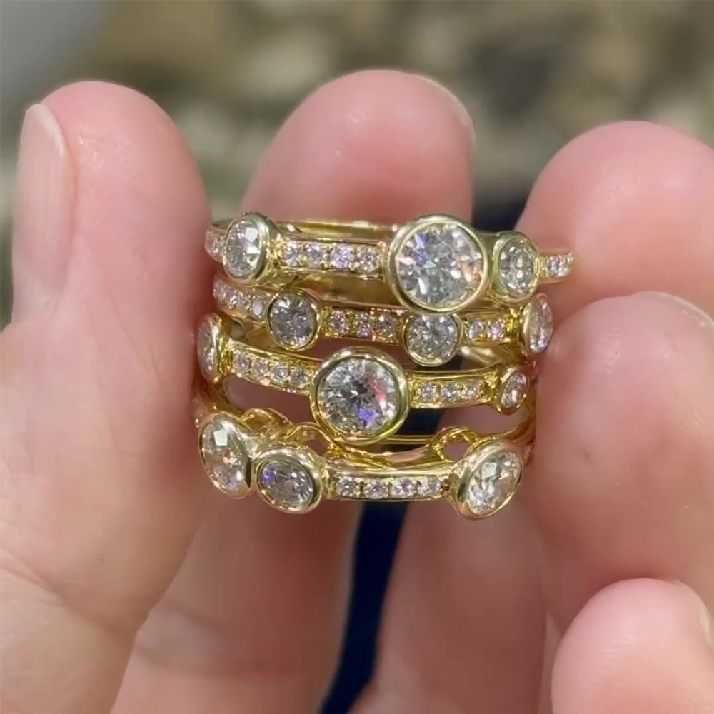 Multi Row 6.25ct Round Cut White Sapphire Wedding Band