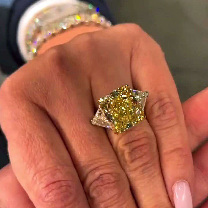 6ct Radiant Cut Yellow Sapphire Engagement Ring