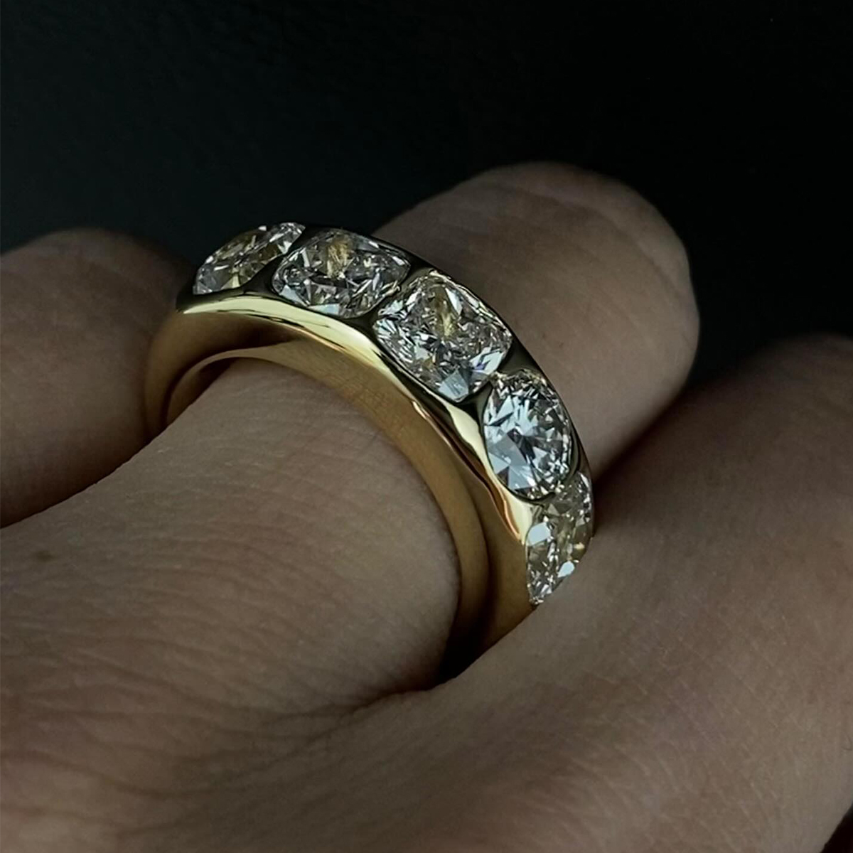 Cushion & Round Cut White Sapphire Wedding Band