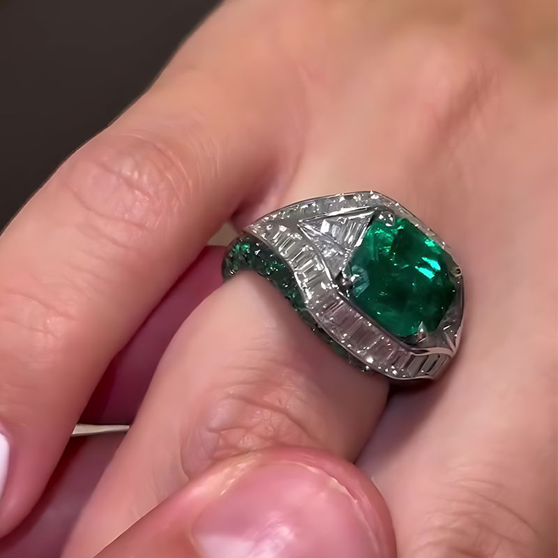 2.5ct Radiant Cut Emerald Sapphire Engagement Ring