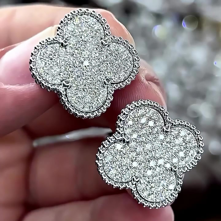 Four Leaf Clover Design White Sapphire Ring&Necklace / 2PCS