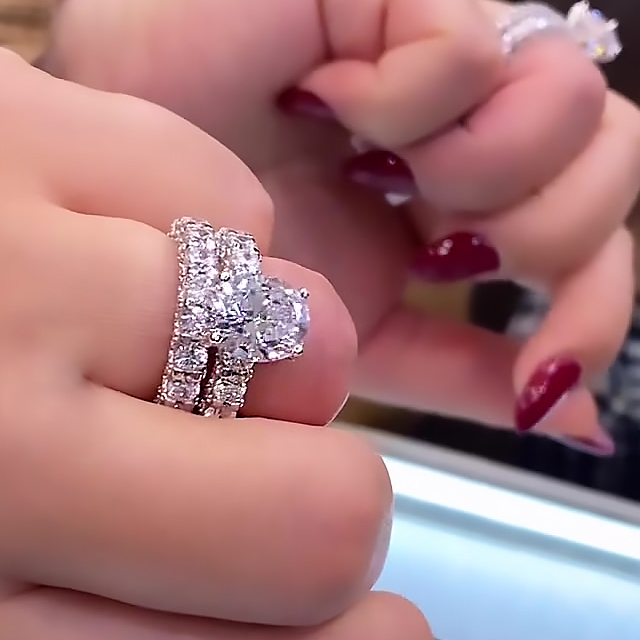 2ct Oval Cut White Sapphire Wedding Set