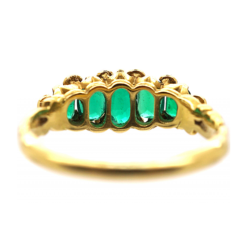 Vintage-Inspired 5-Stone Oval & Emerald Cut Half-Hoop Ring