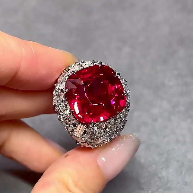 7ct Cushion Cut Ruby Sapphire Cocktail Ring