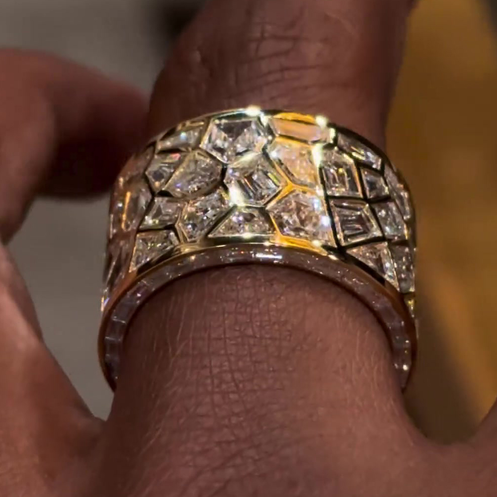 4.8ct Multi Cut Irregular White Sapphire Band for Men