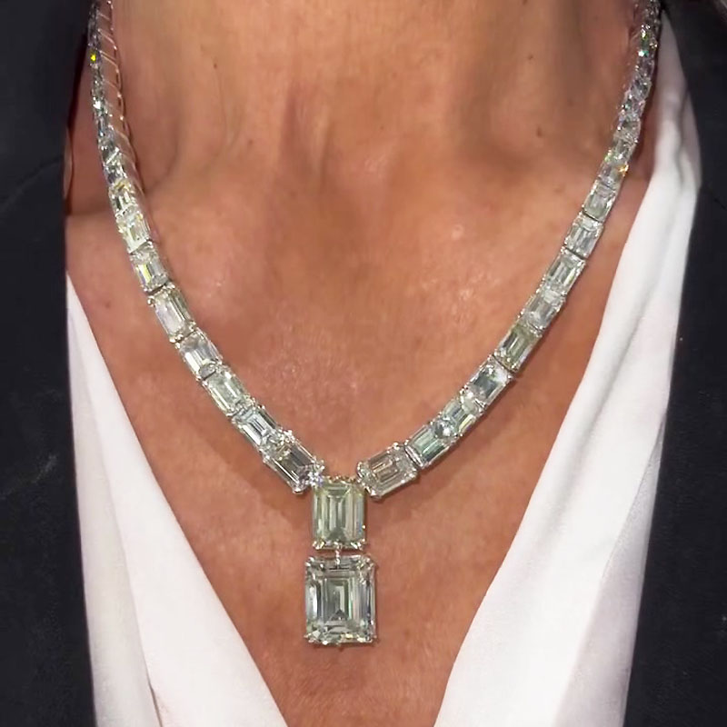 Stunning White Sapphire Pendant Necklace