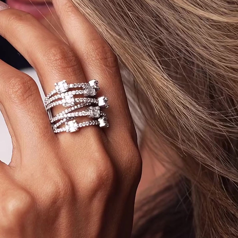 Vintage 2.25ct Multi-row White Sapphire Wedding Band