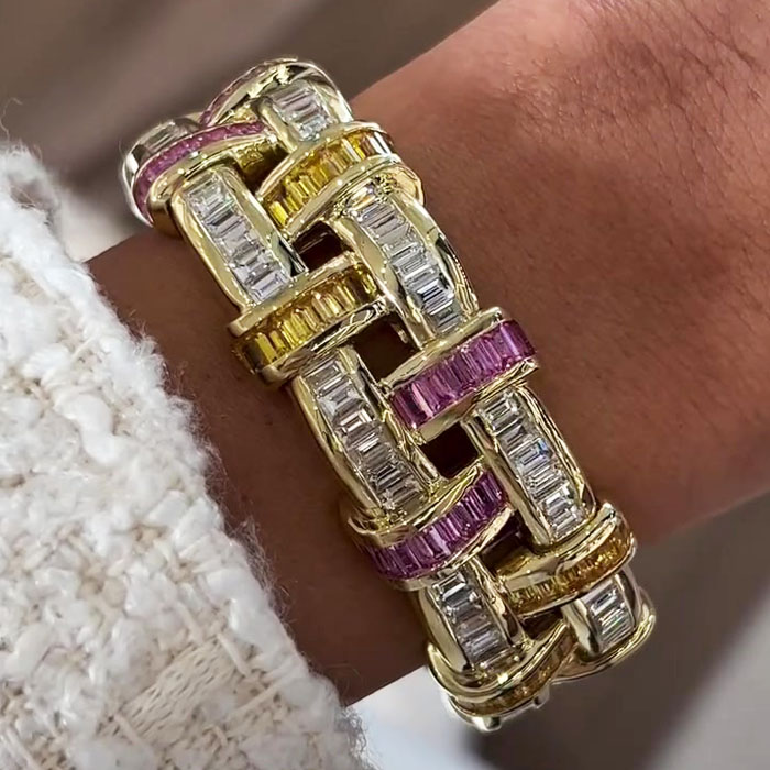 Emerald Cut Multi-color Three-tone Gemstone Bracelet