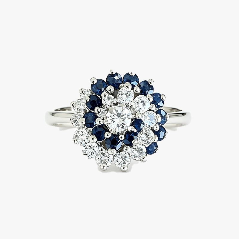 1.25ct Round Cut White Sapphire Flower Shape Halo Engagement Ring