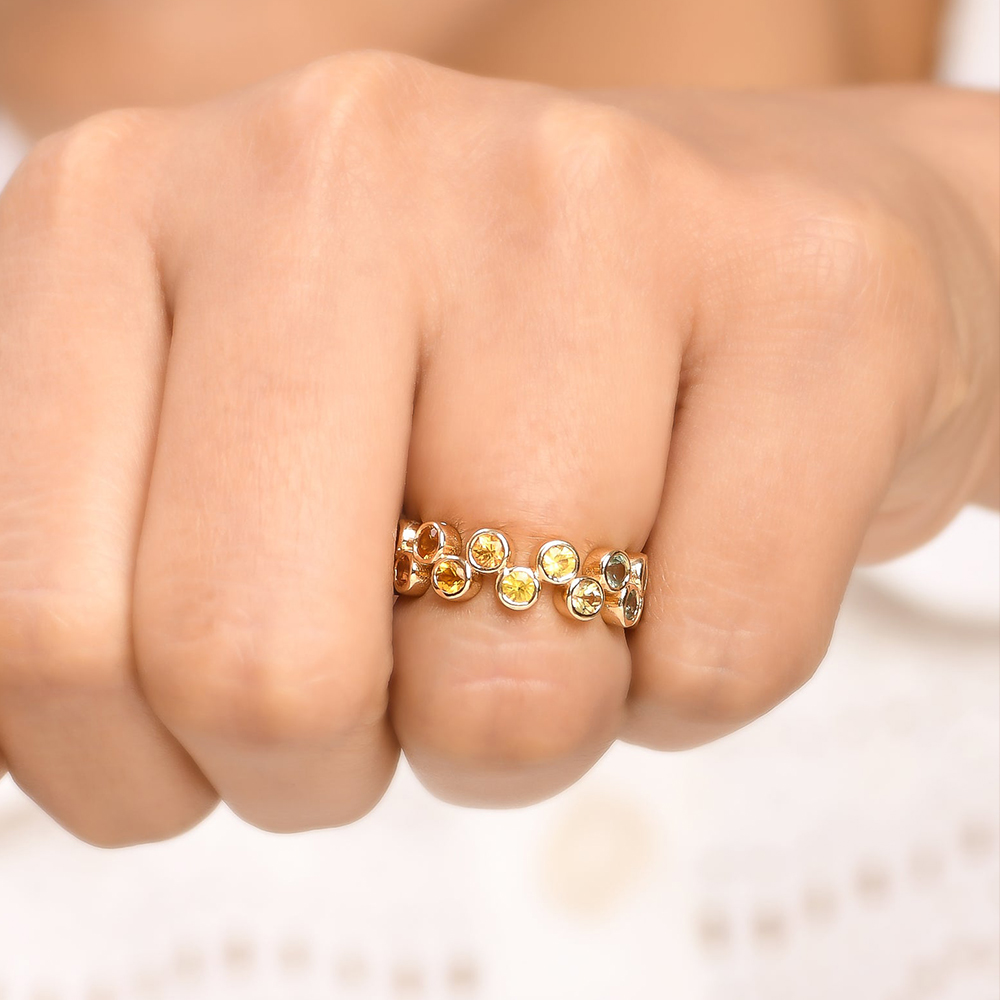 Zigzag Design 1.8ct Round Cut Rainbow Sapphire Eternity Ring