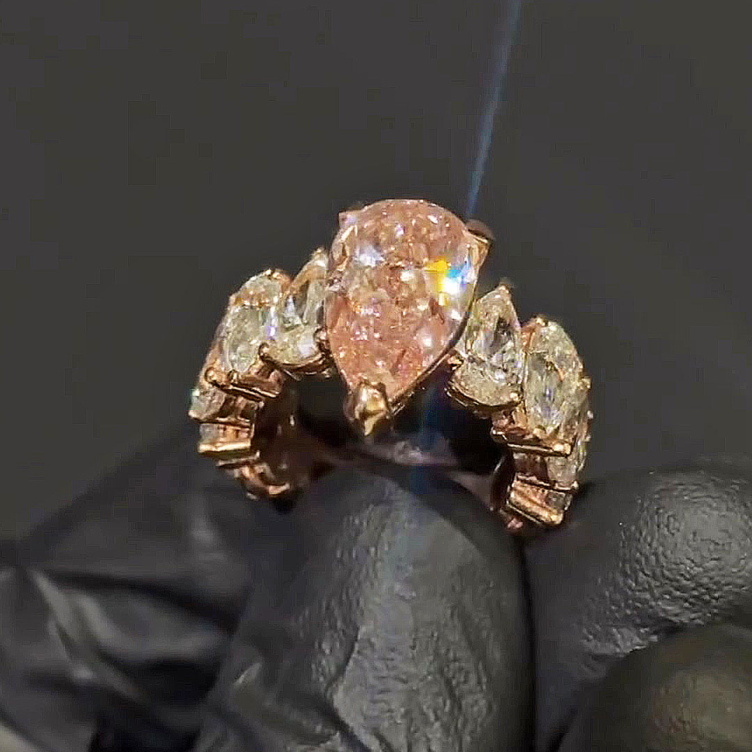 4ct Pear Cut Pink Sapphire Engagement Ring