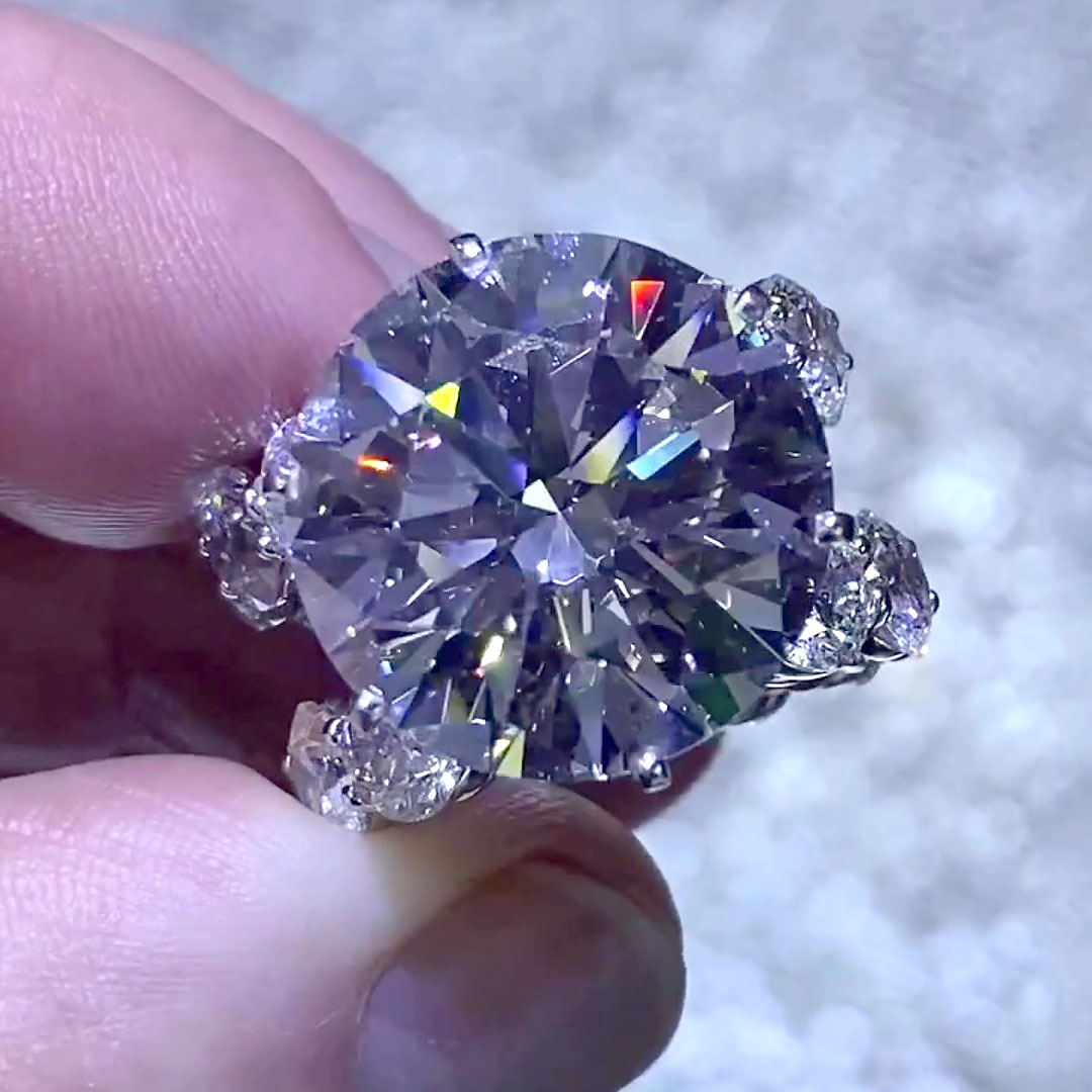 8ct Round Cut White Sapphire Split Shank Engagement Ring