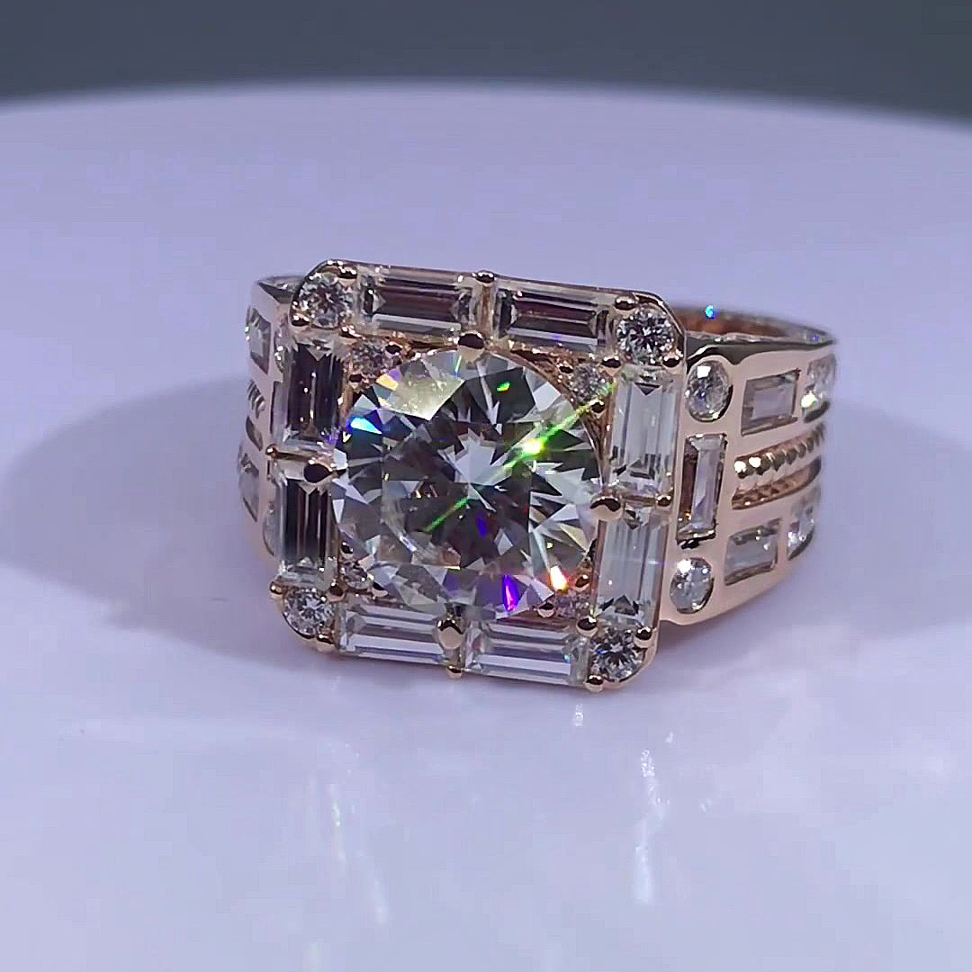 5ct Round Cut White Sapphire Men's Engagement Ring