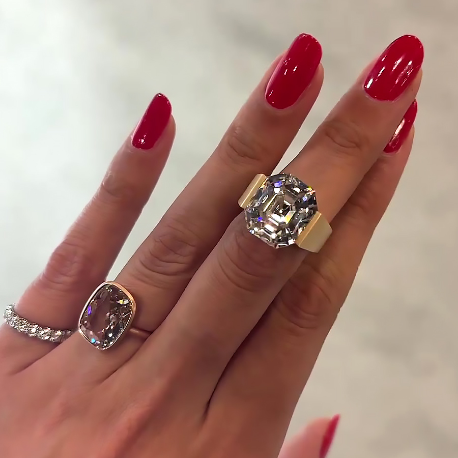 6ct Asscher Cut White Sapphire Engagement Ring