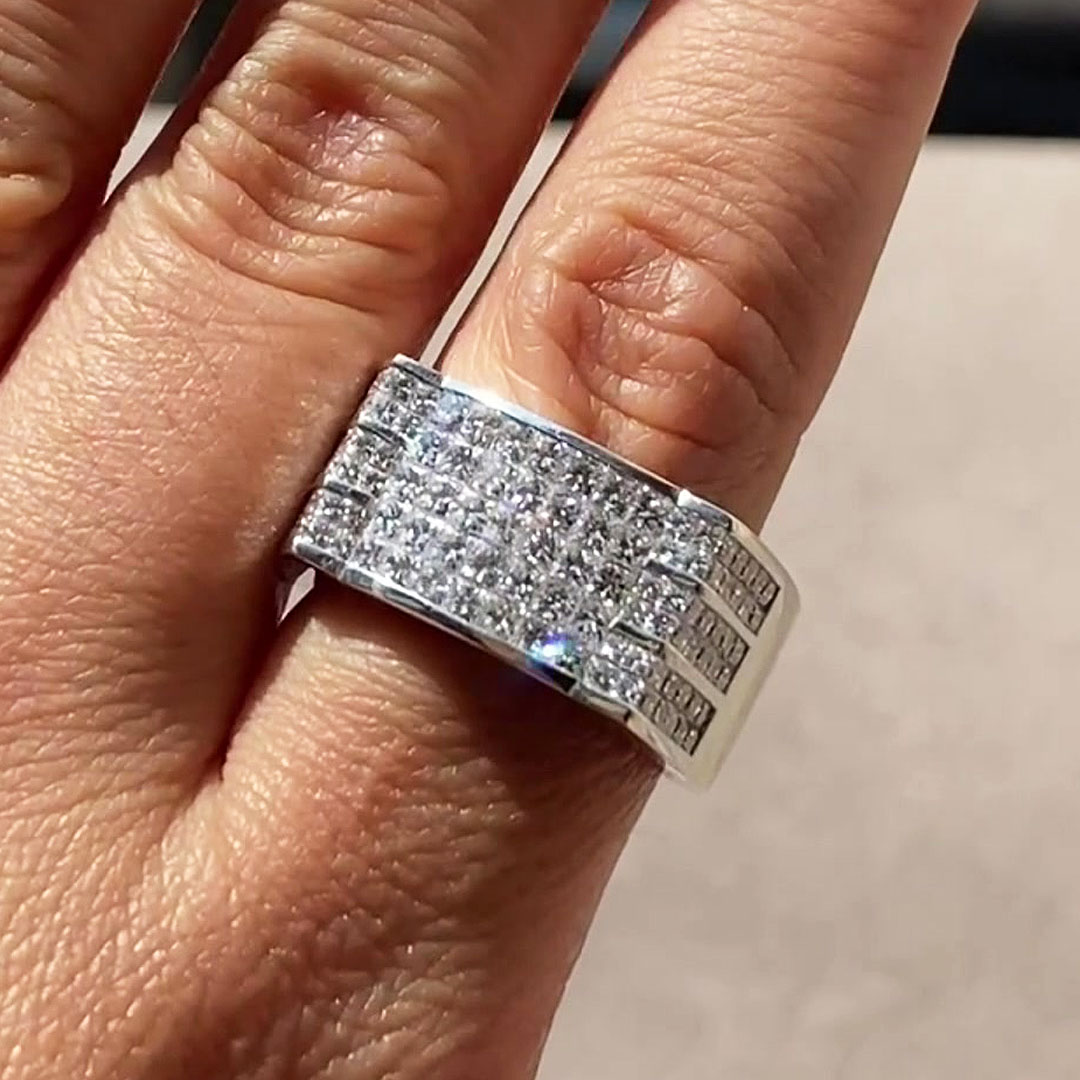 5.45ct Men's Bezel Setting Round Cut Diamond Band