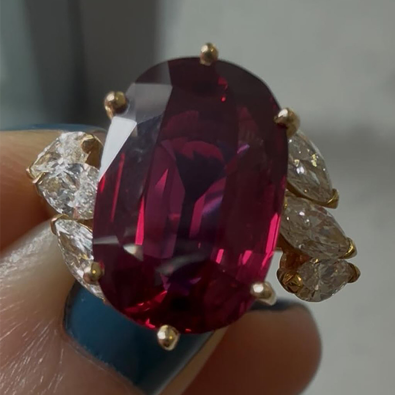 3ct Oval Cut Ruby Sapphire Engagement Ring