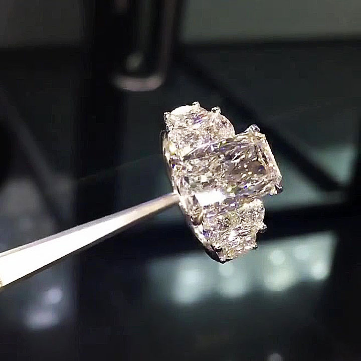 4ct Five-Stone Oval Cut White Sapphire Engagement Ring